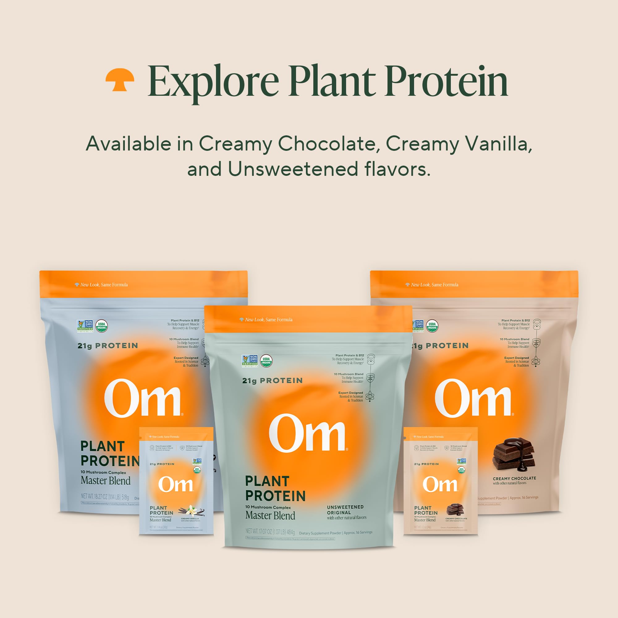 OM Mushroom Superfood Master Blend Vegan Protein – Organic Chocolate, 1.2 lb