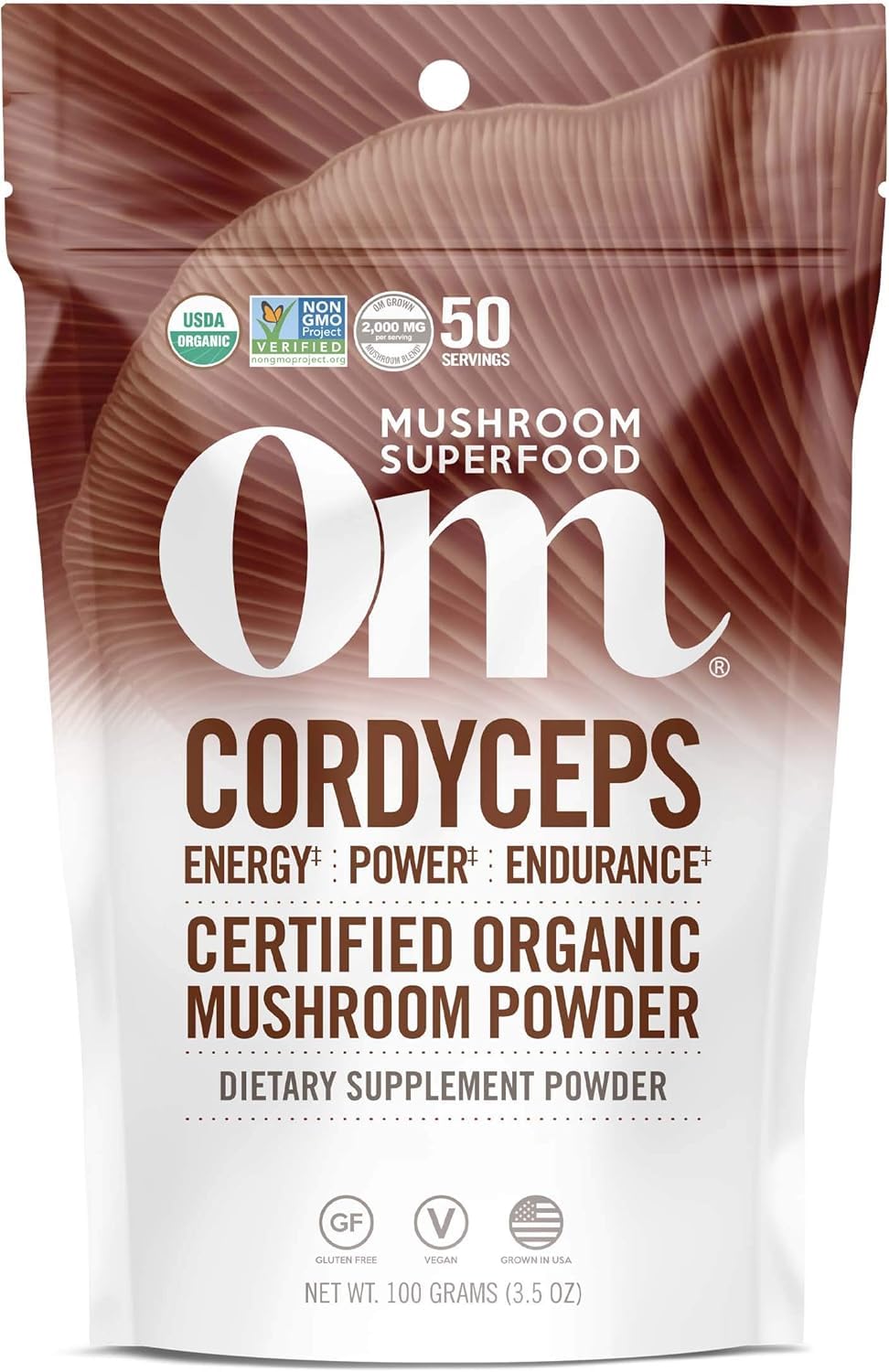 Cordyceps Organic Mushroom Powder | OM Mushroom Superfood – 3.5 oz, 50 Servings, Energy & Endurance