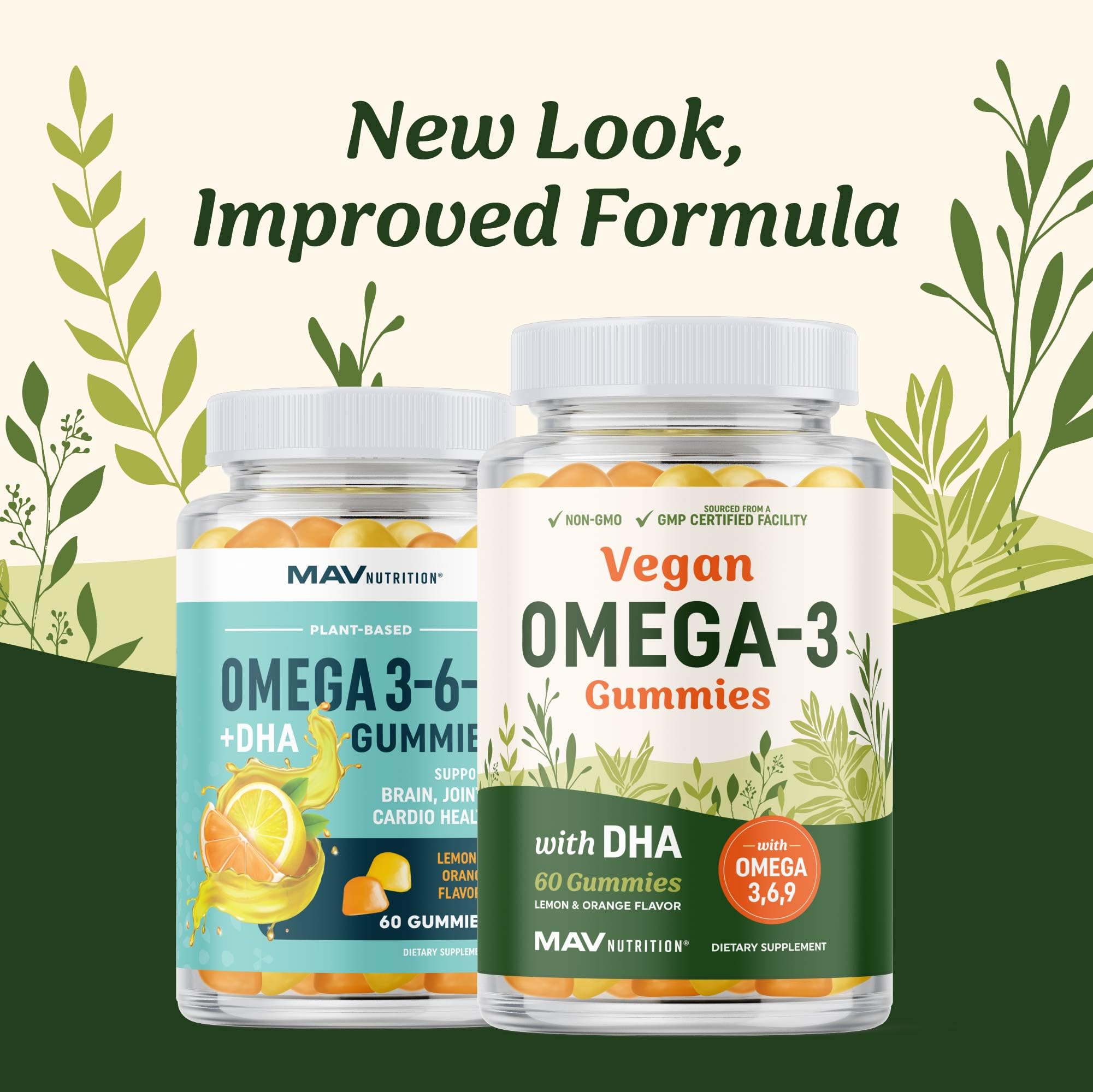 Omega 3-6-9 + DHA Gummies | Plant-Based Triple Omegas | 60 Gummies | Vegetarian