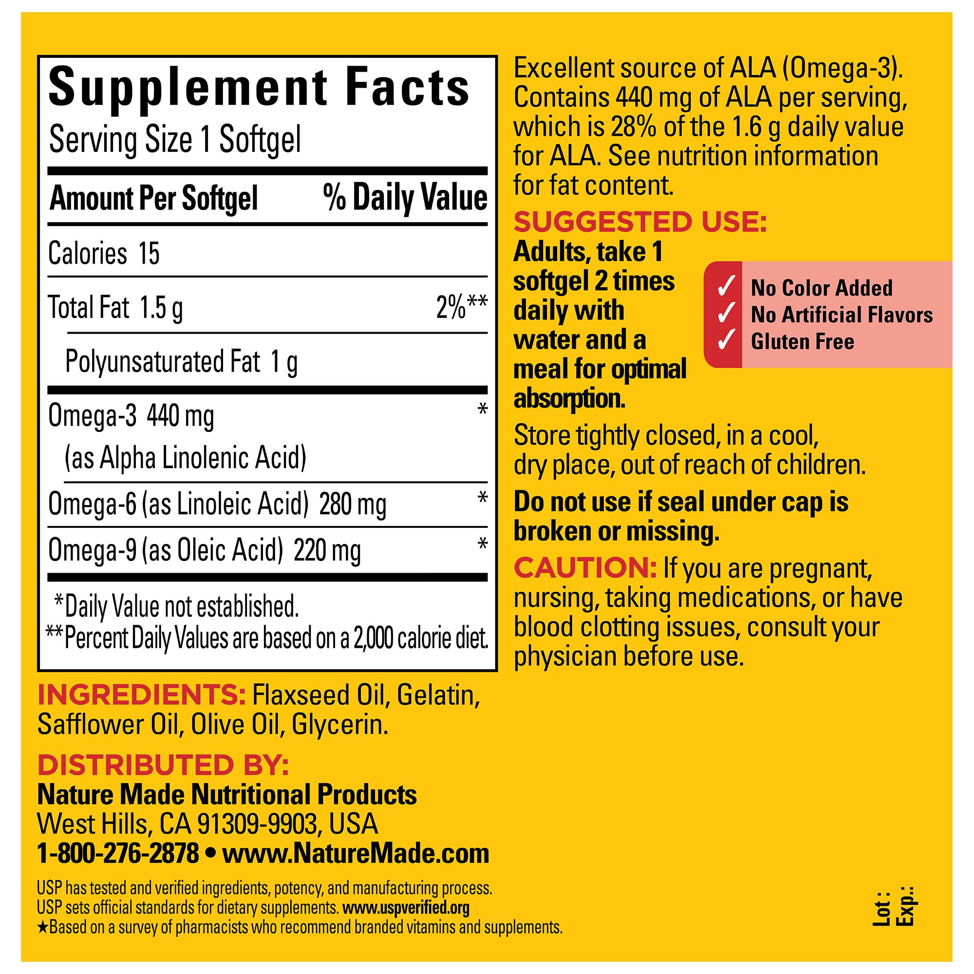 Nature Made Triple Omega 3-6-9 Softgels - Flaxseed, Safflower & Olive Oils | 150 Softgels, 75-Day Supply