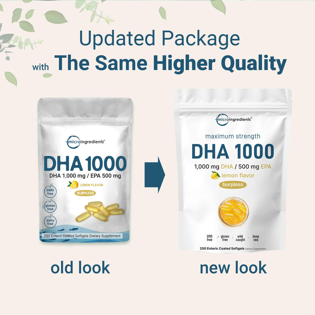 Omega 3 Fish Oil 1000mg DHA 500mg EPA – Lemon Burpless Enteric Coated, 200 Softgels