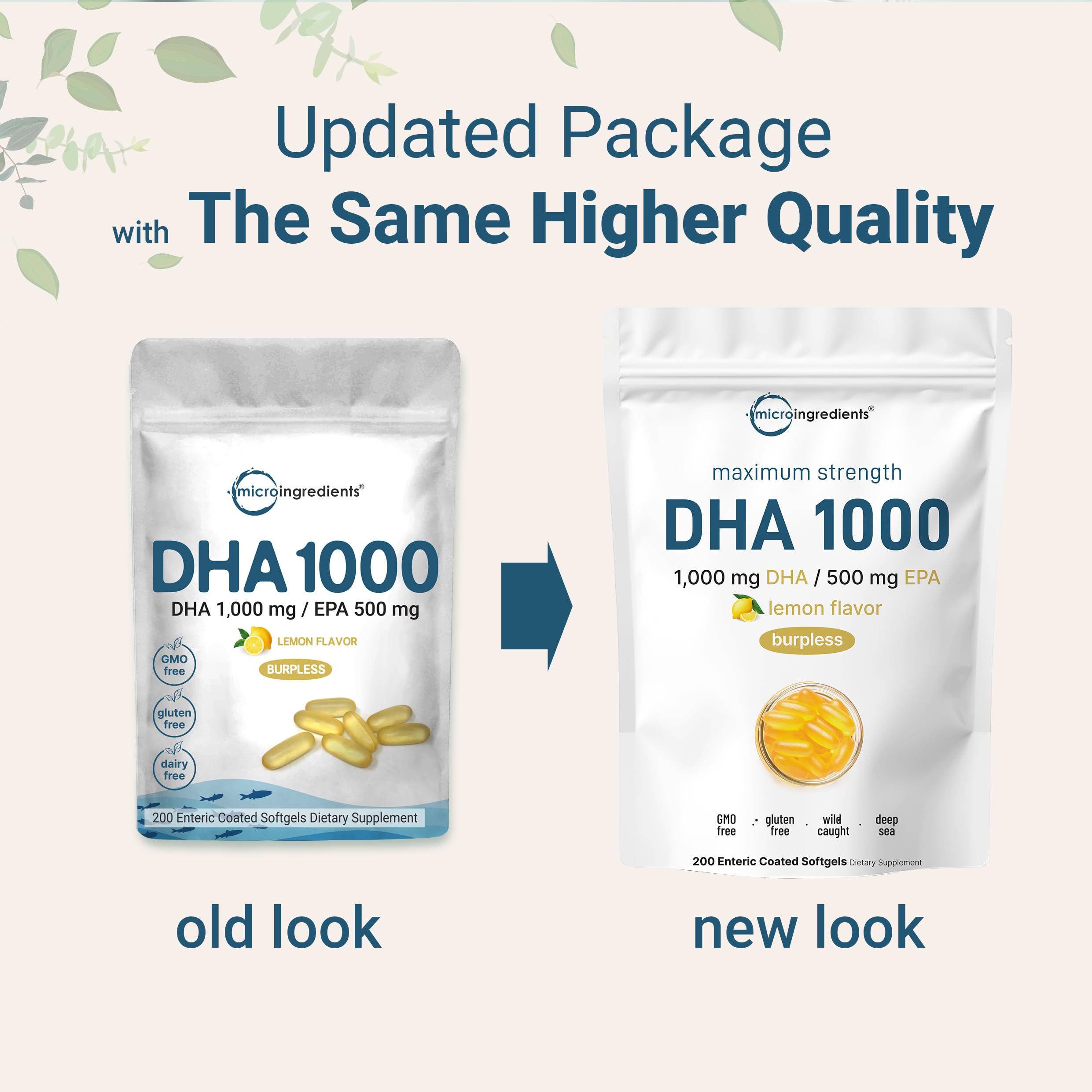 Omega 3 Fish Oil 1000mg DHA 500mg EPA – Lemon Burpless Enteric Coated, 200 Softgels