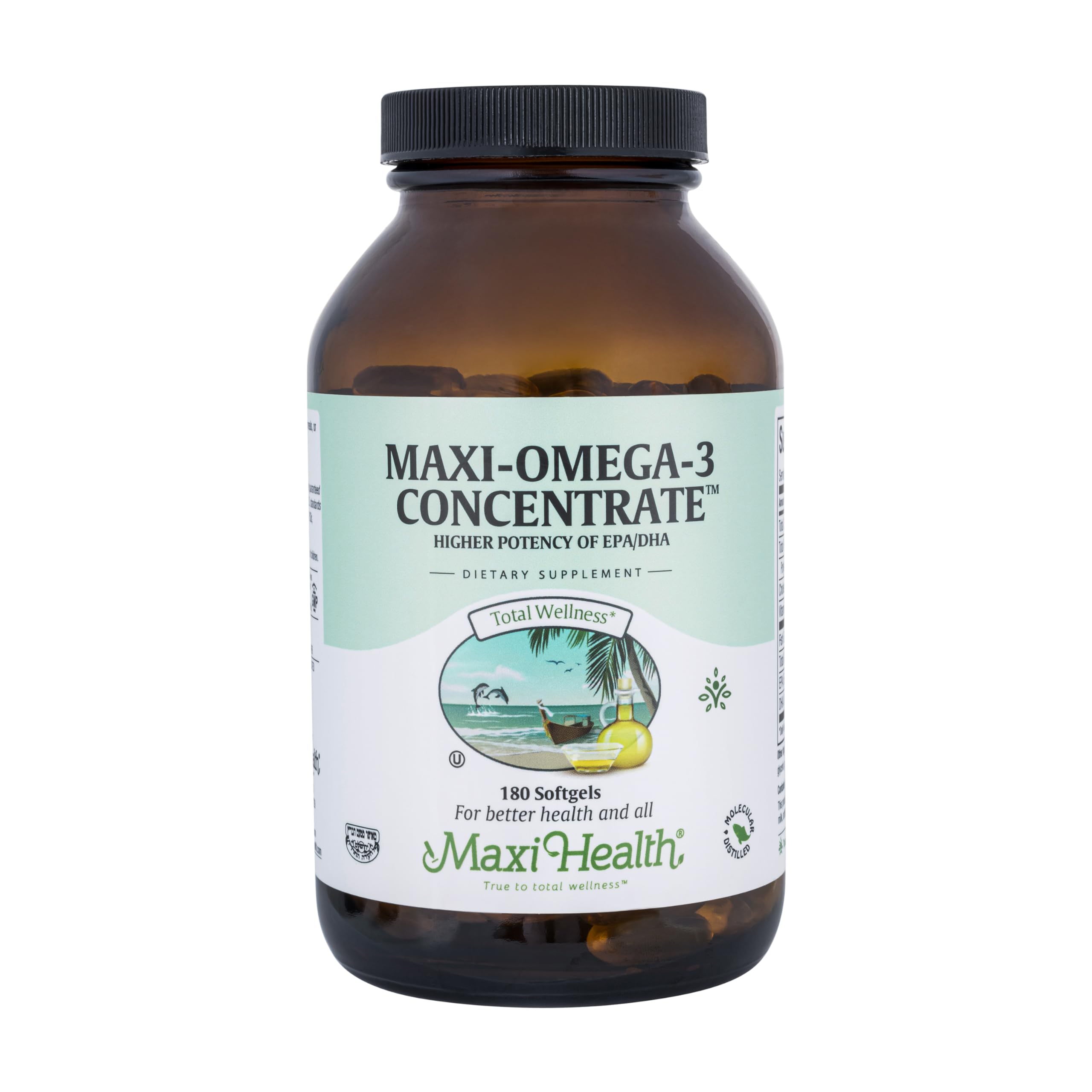 Maxi Health Omega-3 Triple Strength Fish Oil 2000 mg – EPA 680 mg / DHA 460 mg • Kosher 180 Softgels