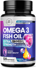 Omega-3 Fish Oil Supplements 2400mg - Triple Strength EPA & DHA | Wild-Caught, 120 Softgels