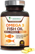 Omega 3 Fish Oil 2400 mg – Triple Strength EPA & DHA | Burpless Lemon, 180 Softgels