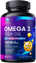 Omega-3 Fish Oil 2400 mg – Triple Strength EPA & DHA Softgels, Sustainably Sourced, 60 Softgels