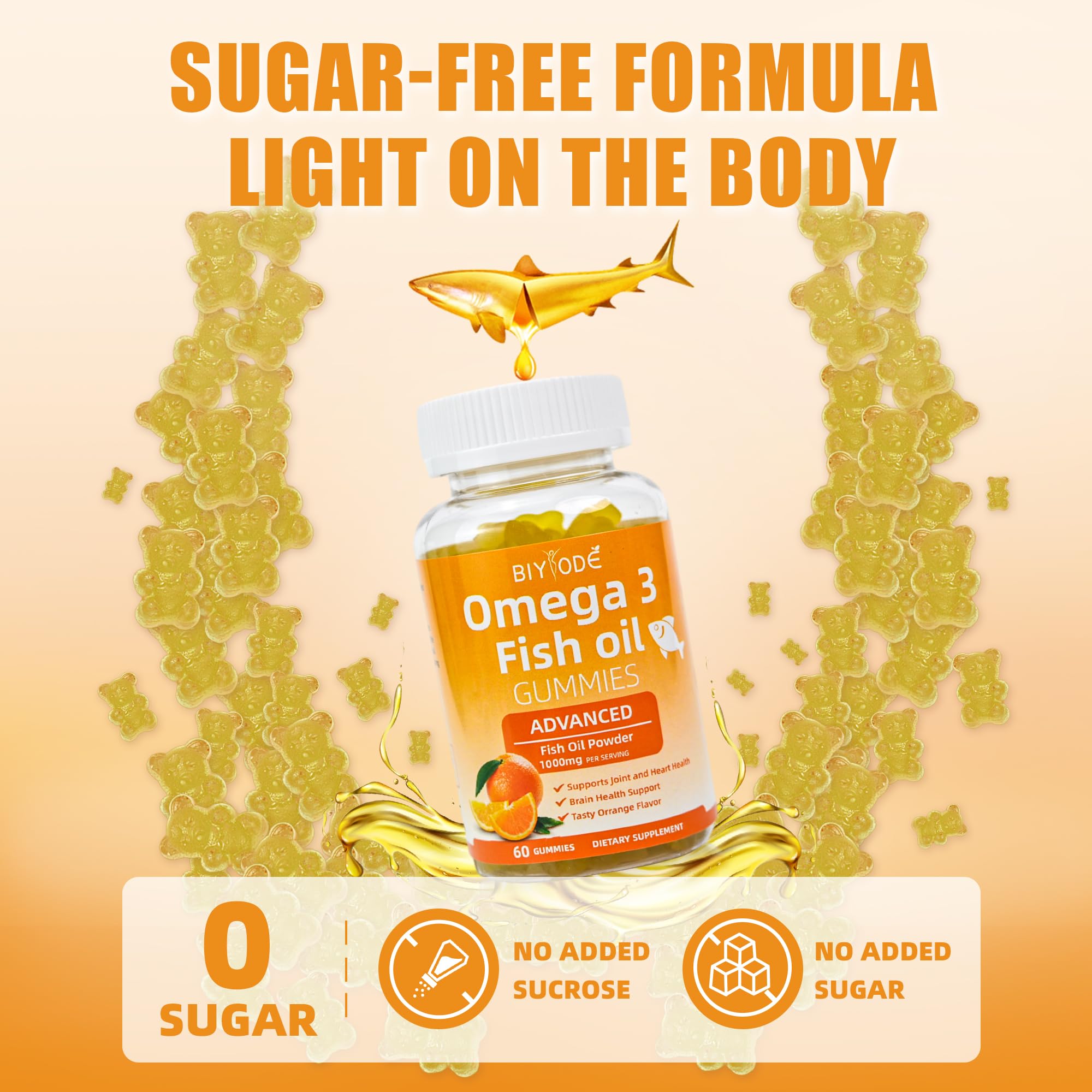 Omega-3 Fish Oil Gummies 1000mg – Heart, Brain & Vision Support (60 Gummies)