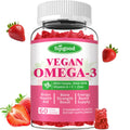 Algae Omega-3 Gummies (DHA & EPA) – Vegan, Sugar-Free, Strawberry, 60 Count
