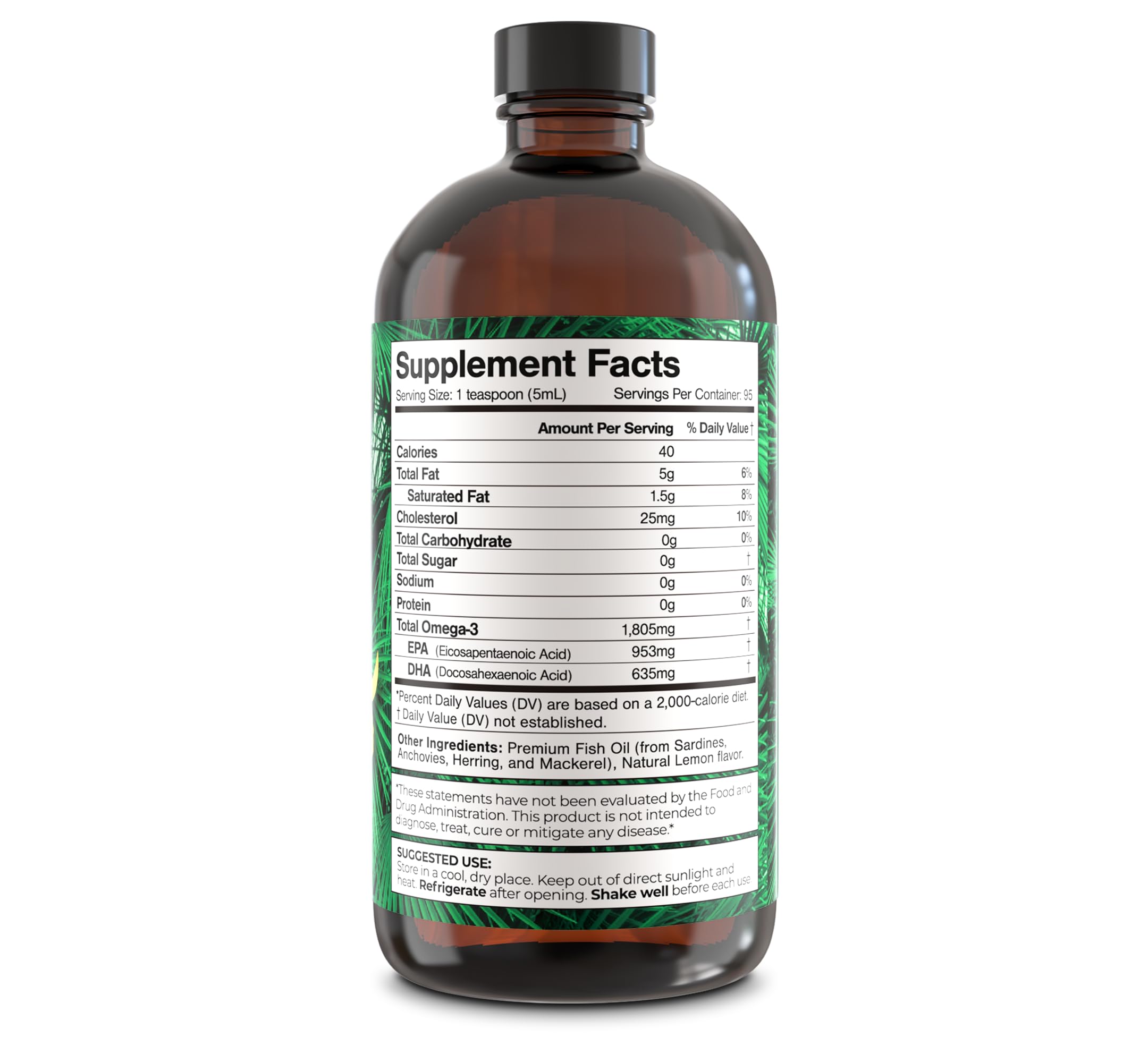 Premium Omega-3 Fish Oil Liquid - 1805mg EPA & DHA per Serving