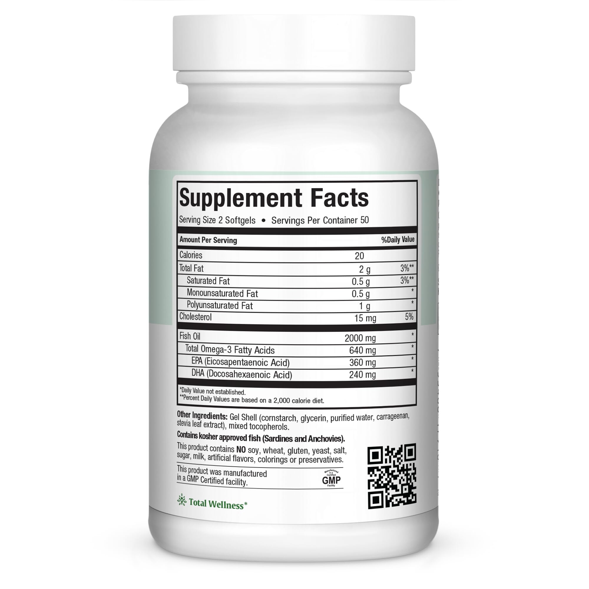 Maxi Health Omega 3 2000mg - Triple Strength Fish Oil with No Fishy Aftertaste | Kosher, 100 Softgels