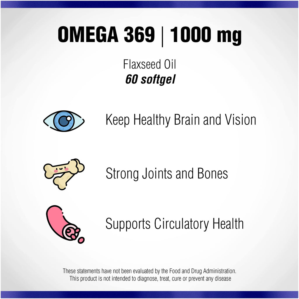 Omega 369 1000 mg Softgels – Natural Systems | Triple Omega 3-6-9 Flax Seed Oil