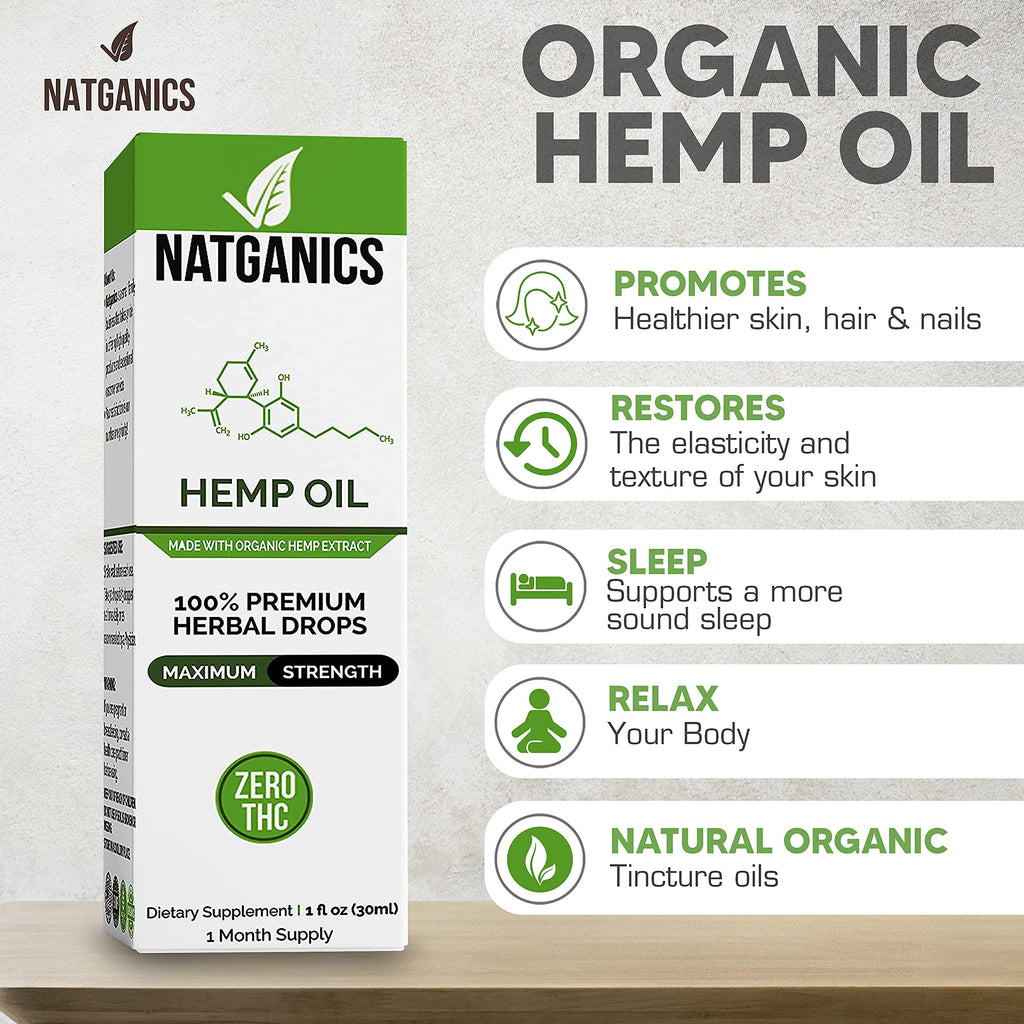 Organic Hemp Oil 1000mg - Ultra Premium CO2-Extracted Hemp Oil Drops | Made in USA