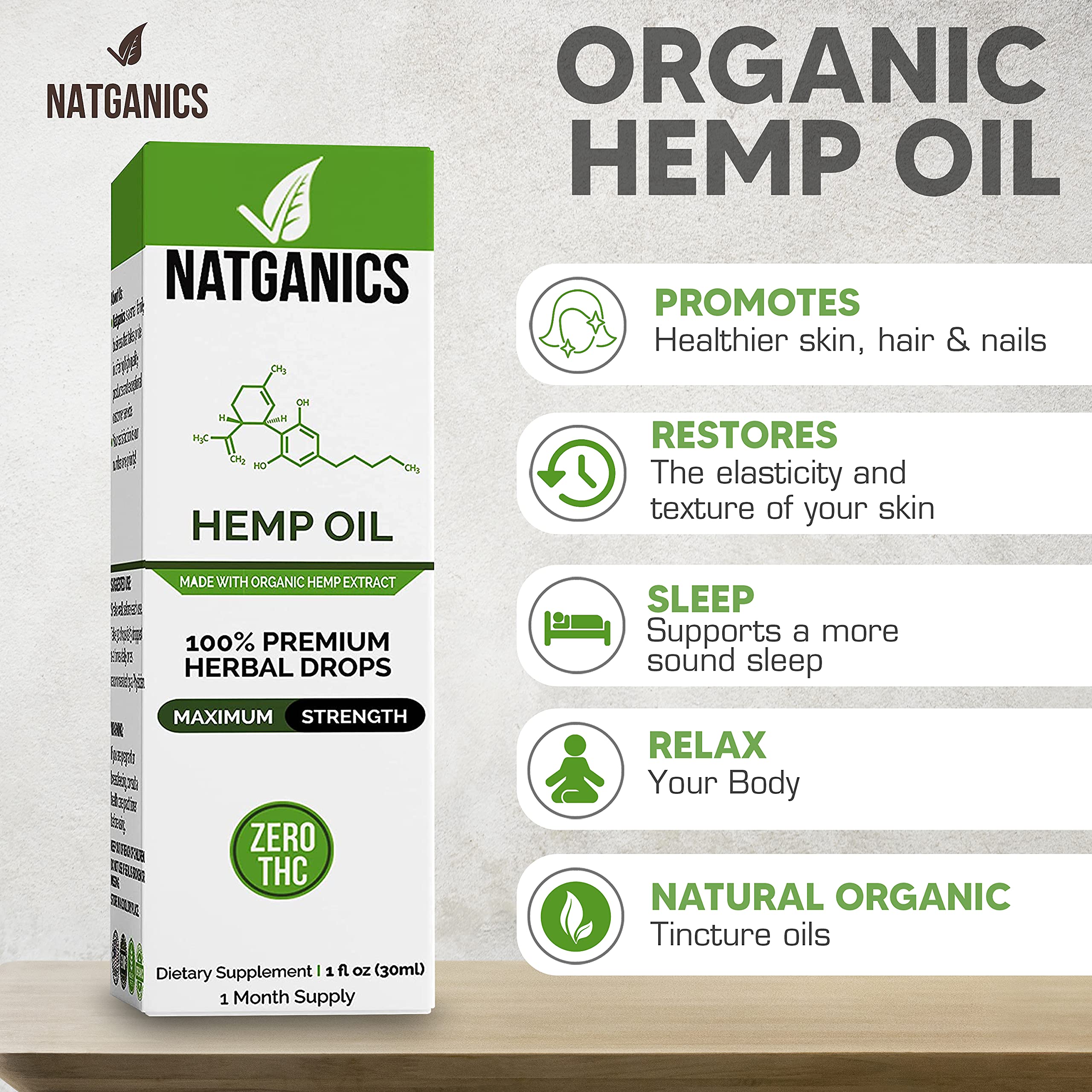 Organic Hemp Oil 1000mg - Ultra Premium CO2-Extracted Hemp Oil Drops | Made in USA