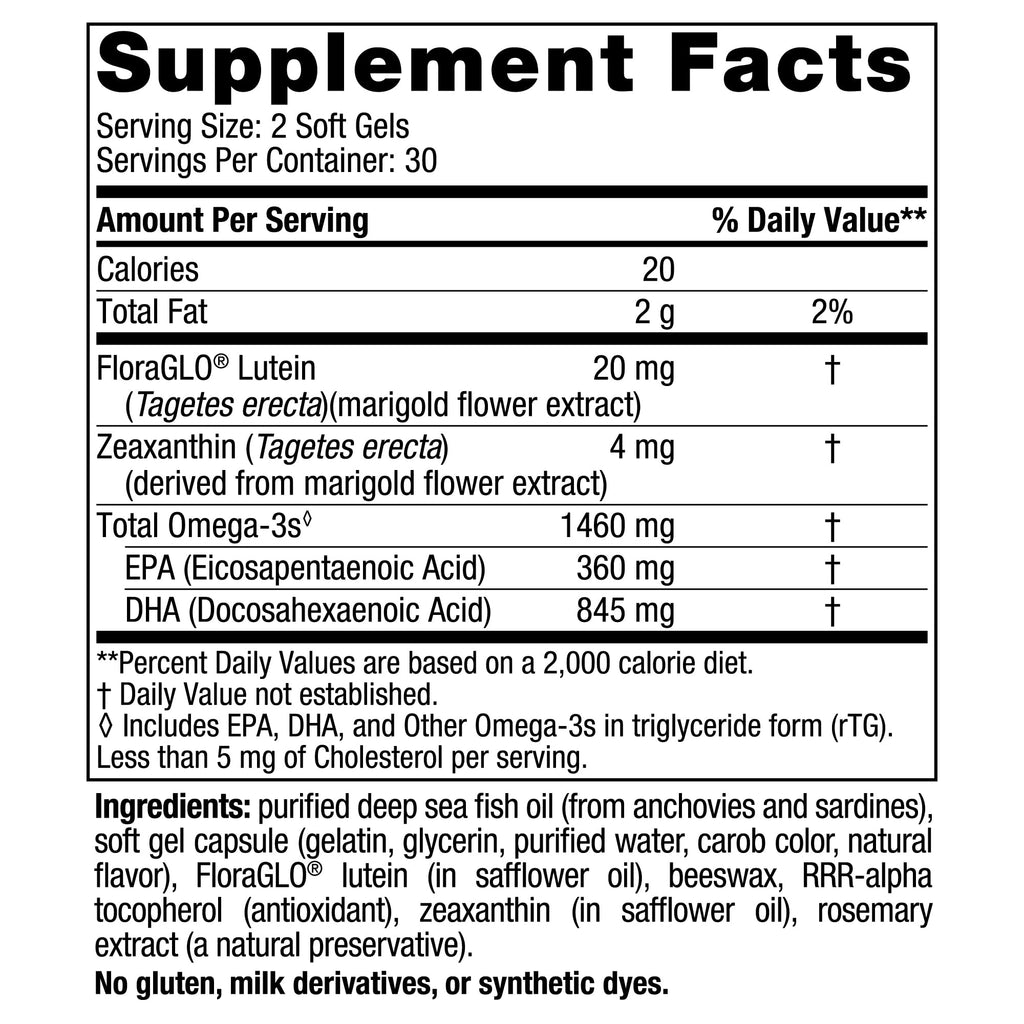 Nordic Naturals Vision Support Lemon - 60 Soft Gels with Zeaxanthin & FloraGLO Lutein for Healthy Eyes