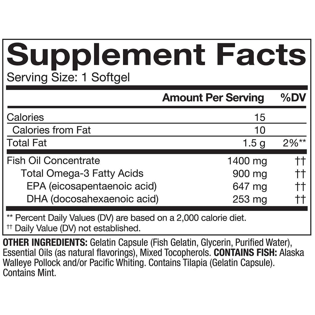 Member's Mark Omega-3 Fish Oil 1400 mg (900 mg EPA/DHA) Enteric Coated, 150 Softgels