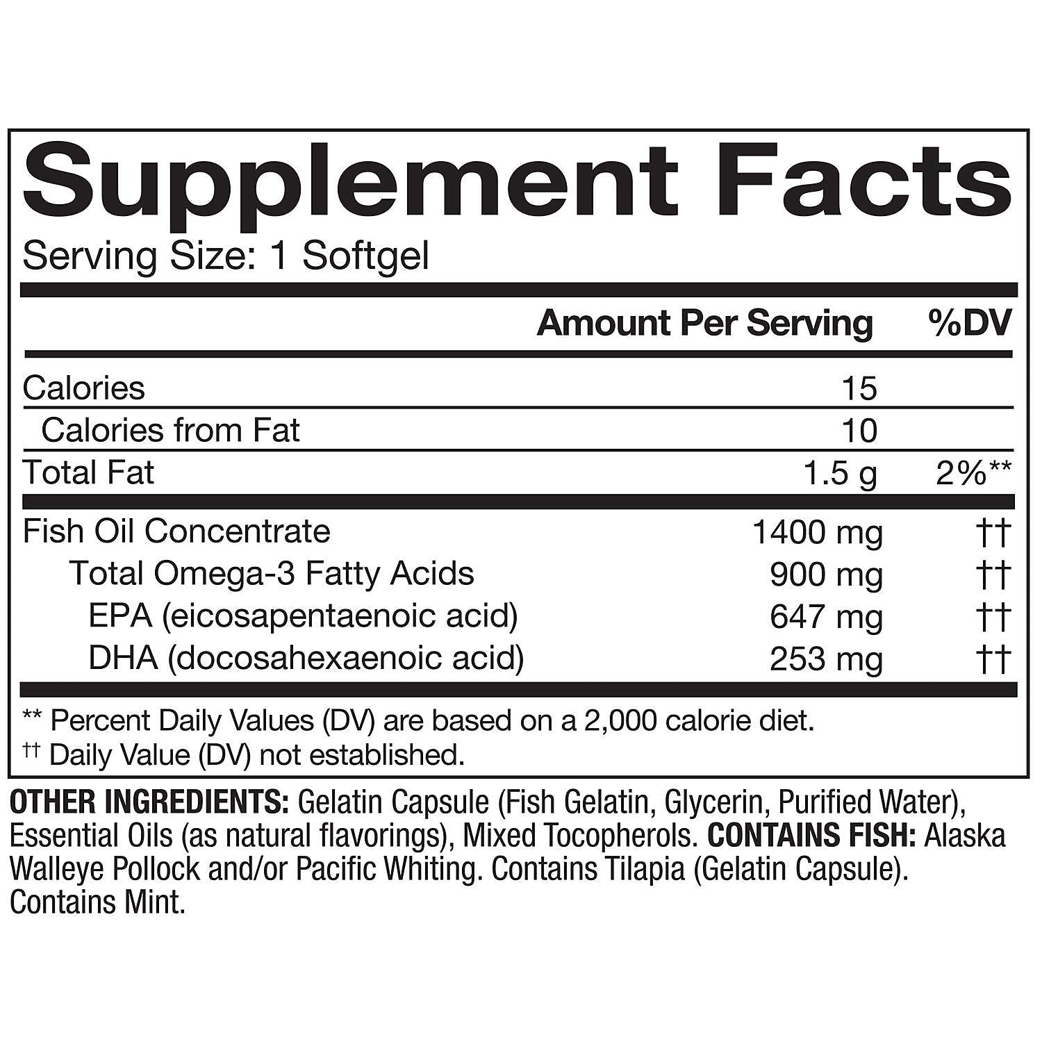 Member's Mark Omega-3 Fish Oil 1400 mg (900 mg EPA/DHA) Enteric Coated, 150 Softgels