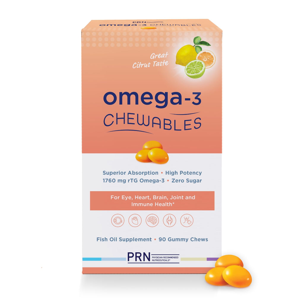 Omega 3 Gummy Chewables - 90 Gel Chews, 30-Day Citrus Supply | 1760mg Ultra-Pure rTG Omega 3