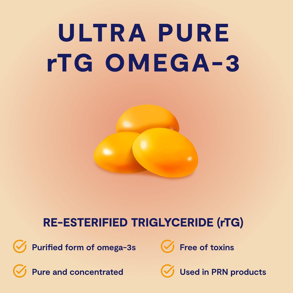 Omega 3 Gummy Chewables - 90 Gel Chews, 30-Day Citrus Supply | 1760mg Ultra-Pure rTG Omega 3