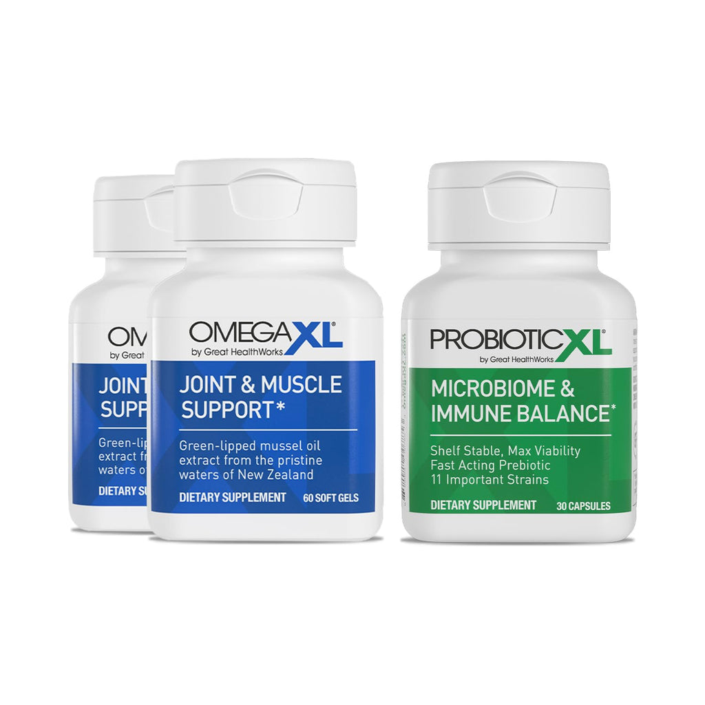 OmegaXL Joint & Muscle Support Bundle + Probiotic XL – 60 Count (2 Pack) + 30 Veggie Caps