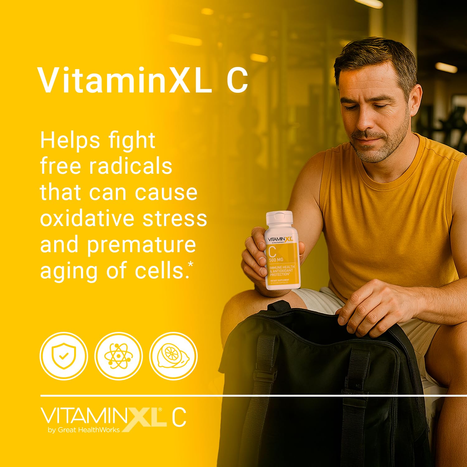 OmegaXL VitaminXL Vitamin C 500 mg — Immune Support, Antioxidant & Collagen Production (30 Vegan Capsules)