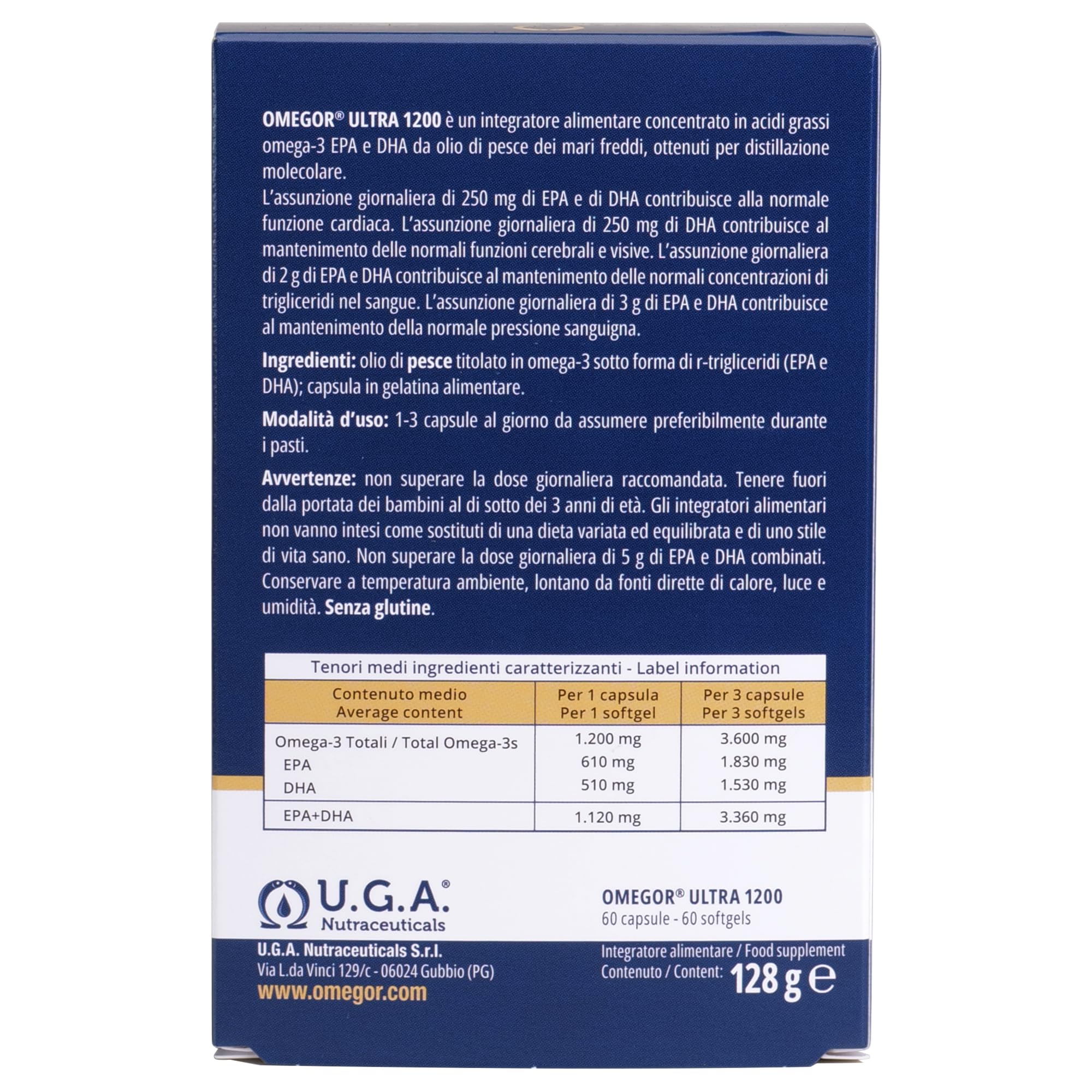OMEGOR Omega-3 Ultra 1200mg - IFOS 5-Star Certified | 60 Softgels