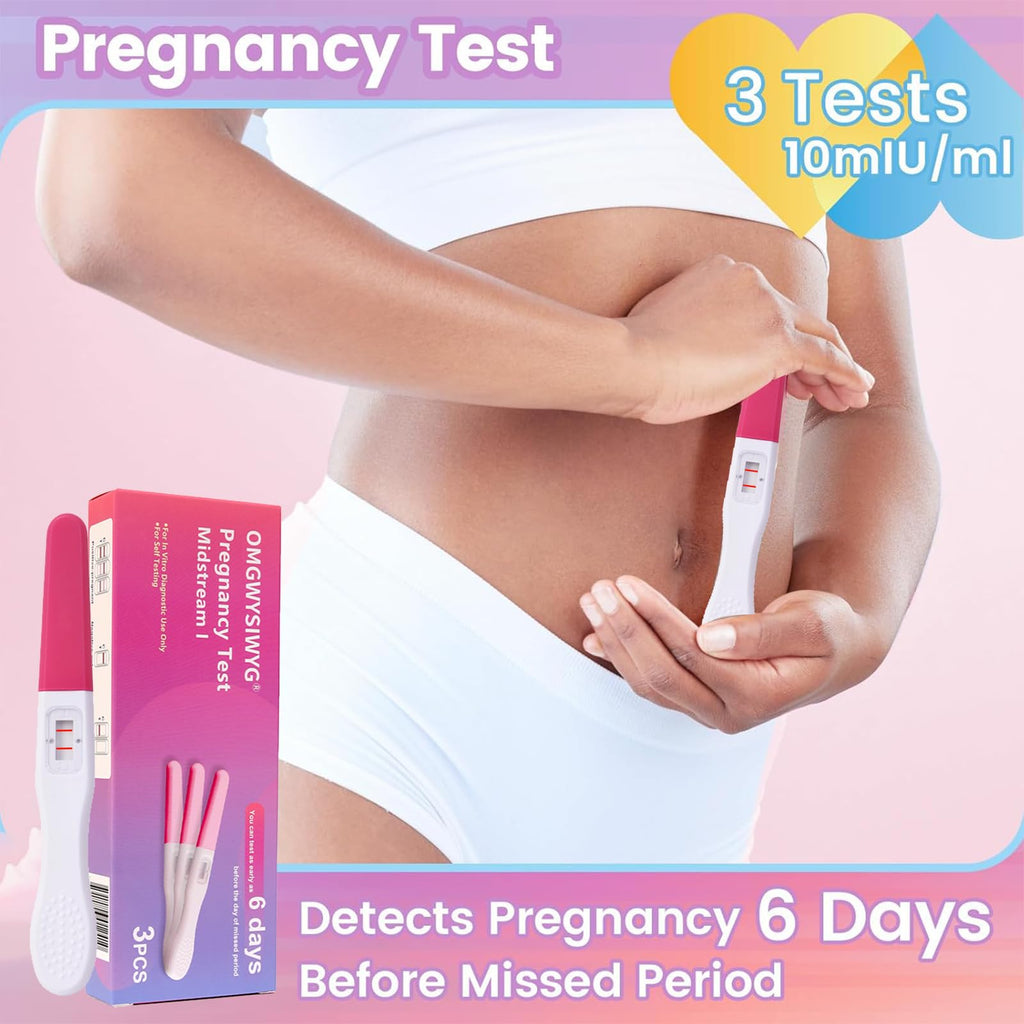 OMGWYSIWYG 6 Days Early Pregnancy Test Kit – Ultra-Sensitive 10 mIU/mL, 3-Pack