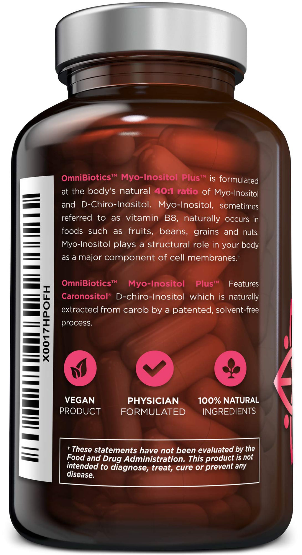OmniBiotics Myo-Inositol & D-Chiro-Inositol 40:1 for Hormone Balance – Women’s Reproductive Health, 120 Vegan Capsules