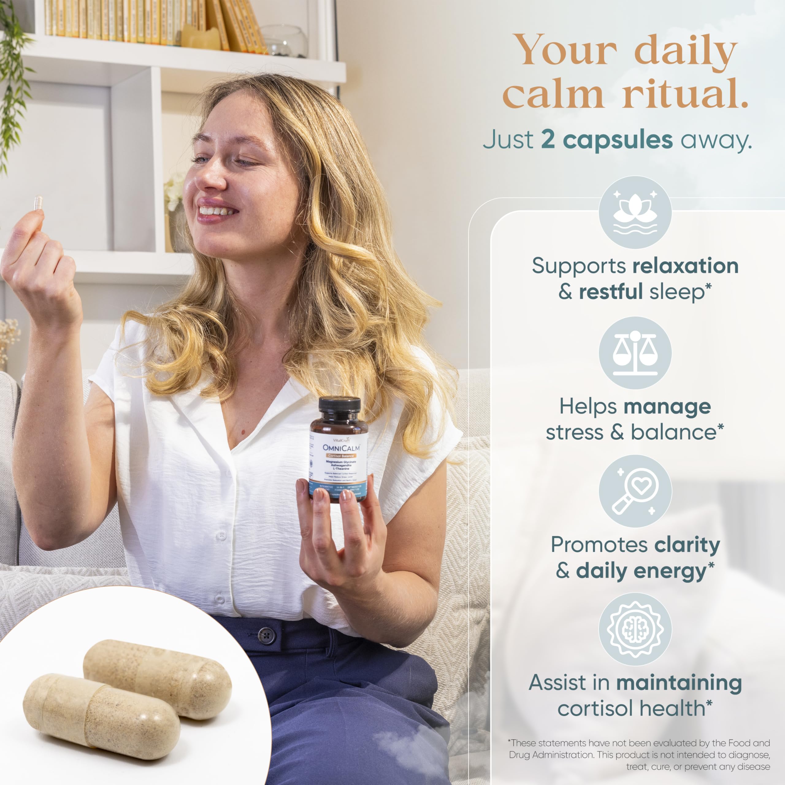 OmniCalm Cortisol Supplements for Women & Men | Stress Relief & Sleep Support – USA