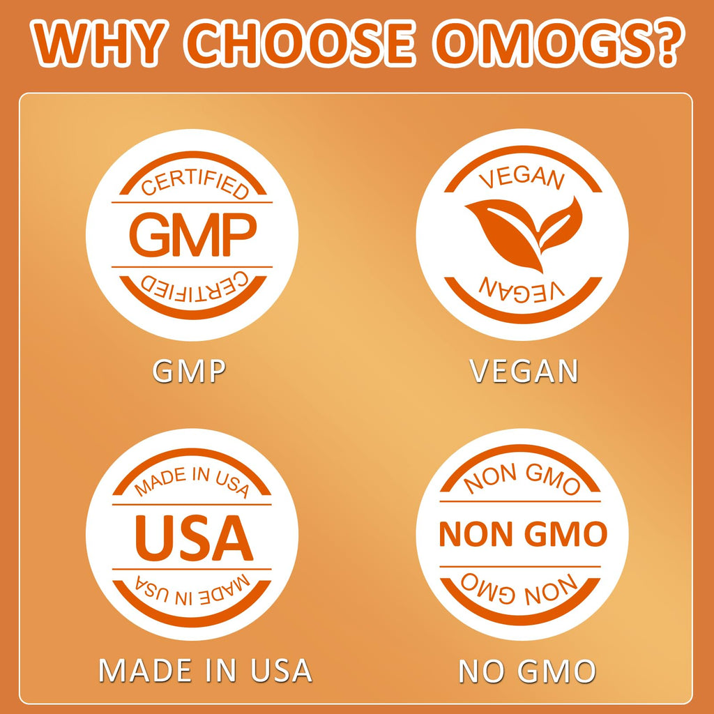 OMOGS Organic Mushroom Complex Powder Blend – Lion's Mane, Reishi, Cordyceps, Turkey Tail for Brain Health & Focus