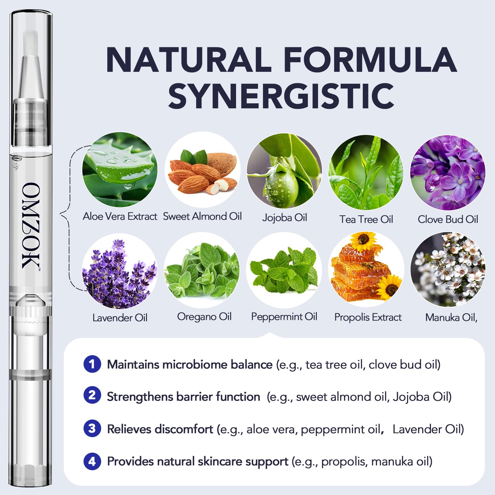 OMZOK Toenail Fungus Pen - 25% Undecylenic Acid & Tea Tree Oil - Extra-Strength Nail Repair (5-Pack)