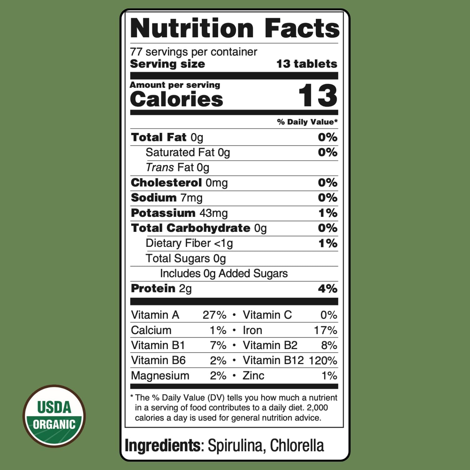 On Target Living Organic Spirulina & Chlorella | 2000 Tablets | USDA Organic | Vegan Protein & Immune Support