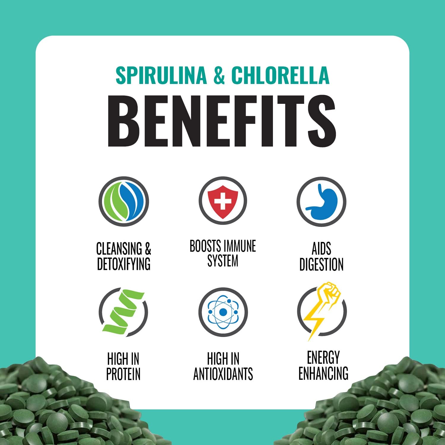 On Target Living Organic Spirulina & Chlorella | 2000 Tablets | USDA Organic | Vegan Protein & Immune Support
