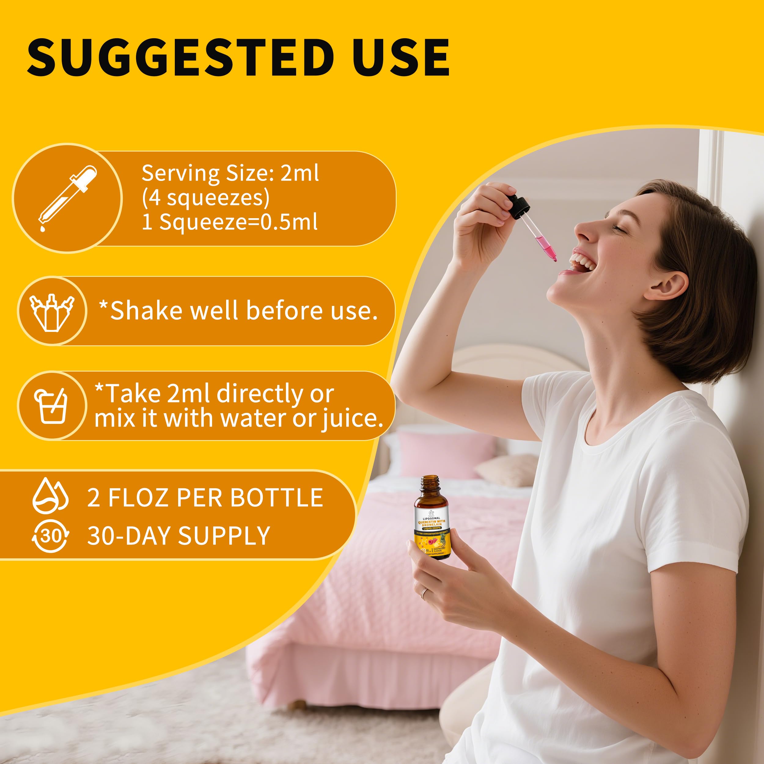 (2 Pack) Liposomal Quercetin with Bromelain Liquid Drops – 700mg Quercetin + Bromelain