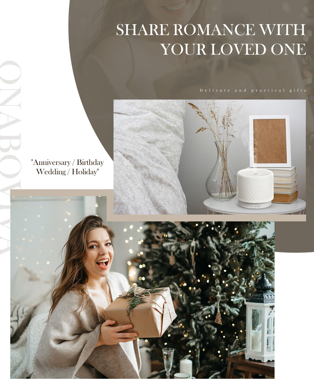 Onaboviva Ceramic Essential Oil Diffuser 280ml | Ultrasonic Diffuser for Large Rooms