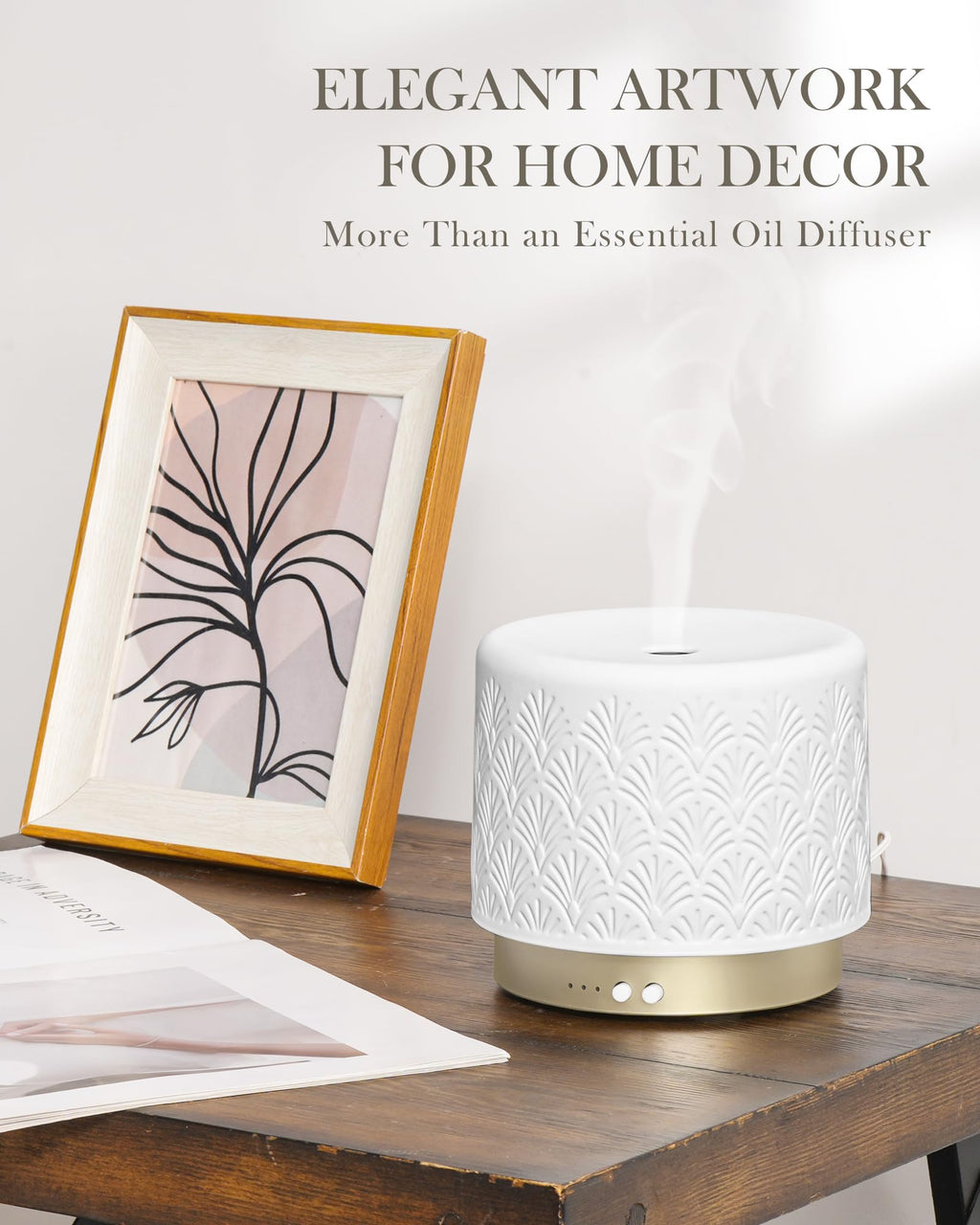 Onaboviva Ceramic 280ml Essential Oil Diffuser – Ultrasonic Aromatherapy & Night Light