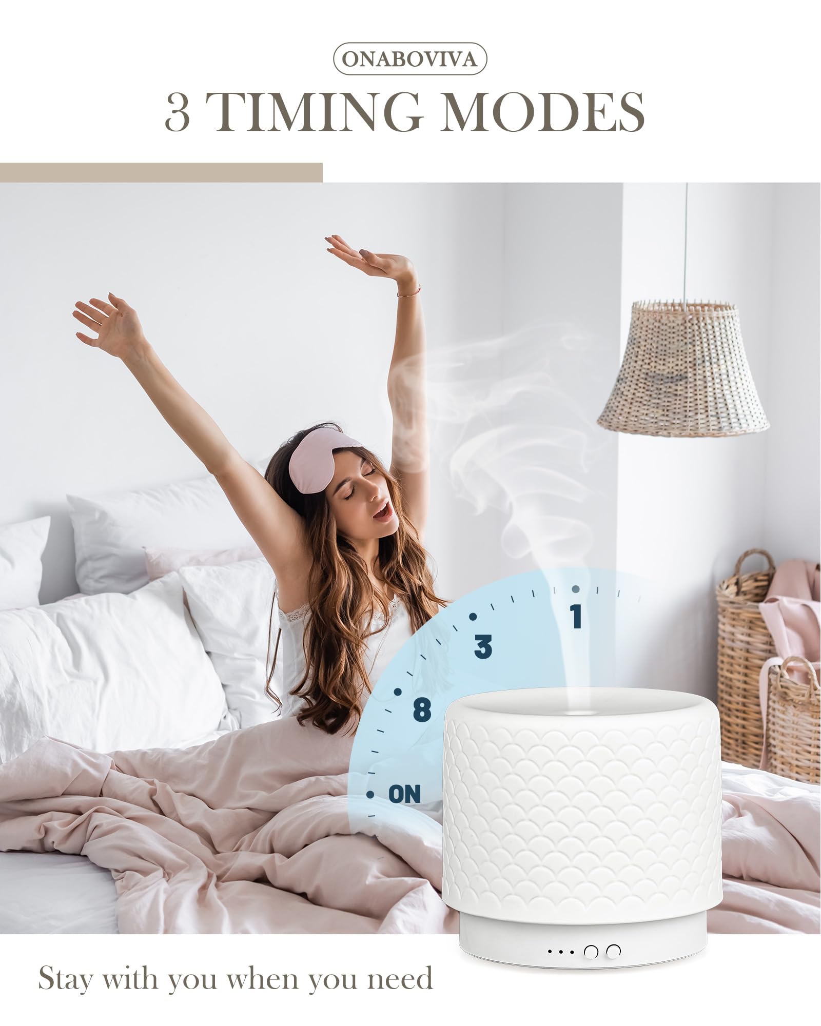 Onaboviva Ceramic Essential Oil Diffuser 280ml | Ultrasonic Diffuser for Large Rooms