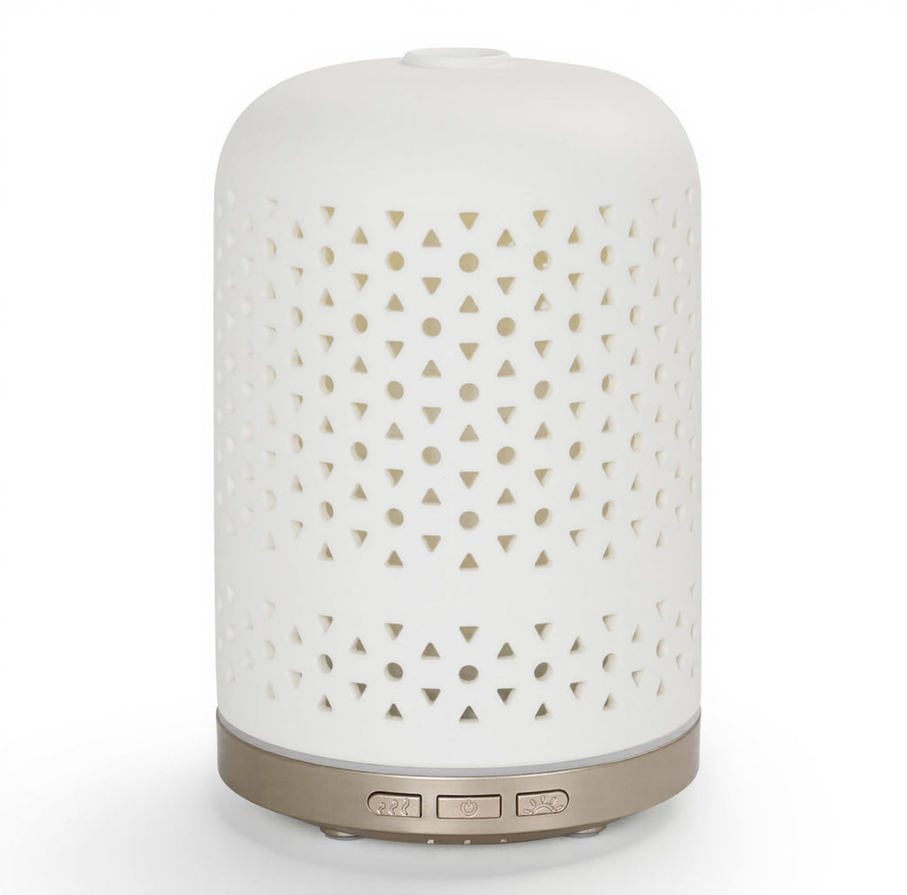 Onaboviva Essential Oil Diffuser – 120ml Ceramic Ultrasonic Diffuser with Auto Shut-Off, 3 Timers, BPA-Free