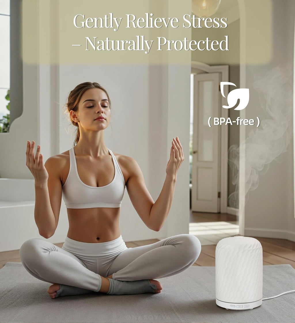 Onaboviva Essential Oil Diffuser – 2.4MHz Ultrasonic Ceramic Diffuser 120ml Auto Shut-Off