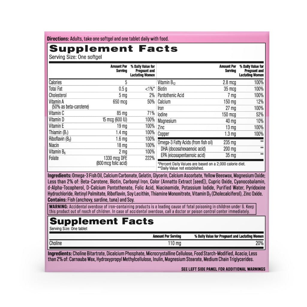 One A Day Prenatal Advanced - Brain-Builder Vitamins with Choline, DHA, Folic Acid, Iron (120 Ct)
