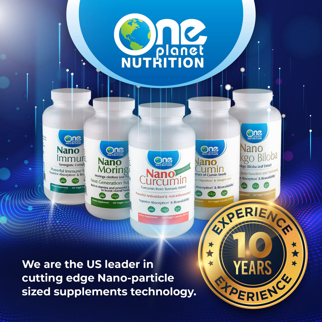 One Planet Nutrition Nano Curcumin Plus 500 mg Veggie Capsules – High Absorption, Vegan, Gluten-Free