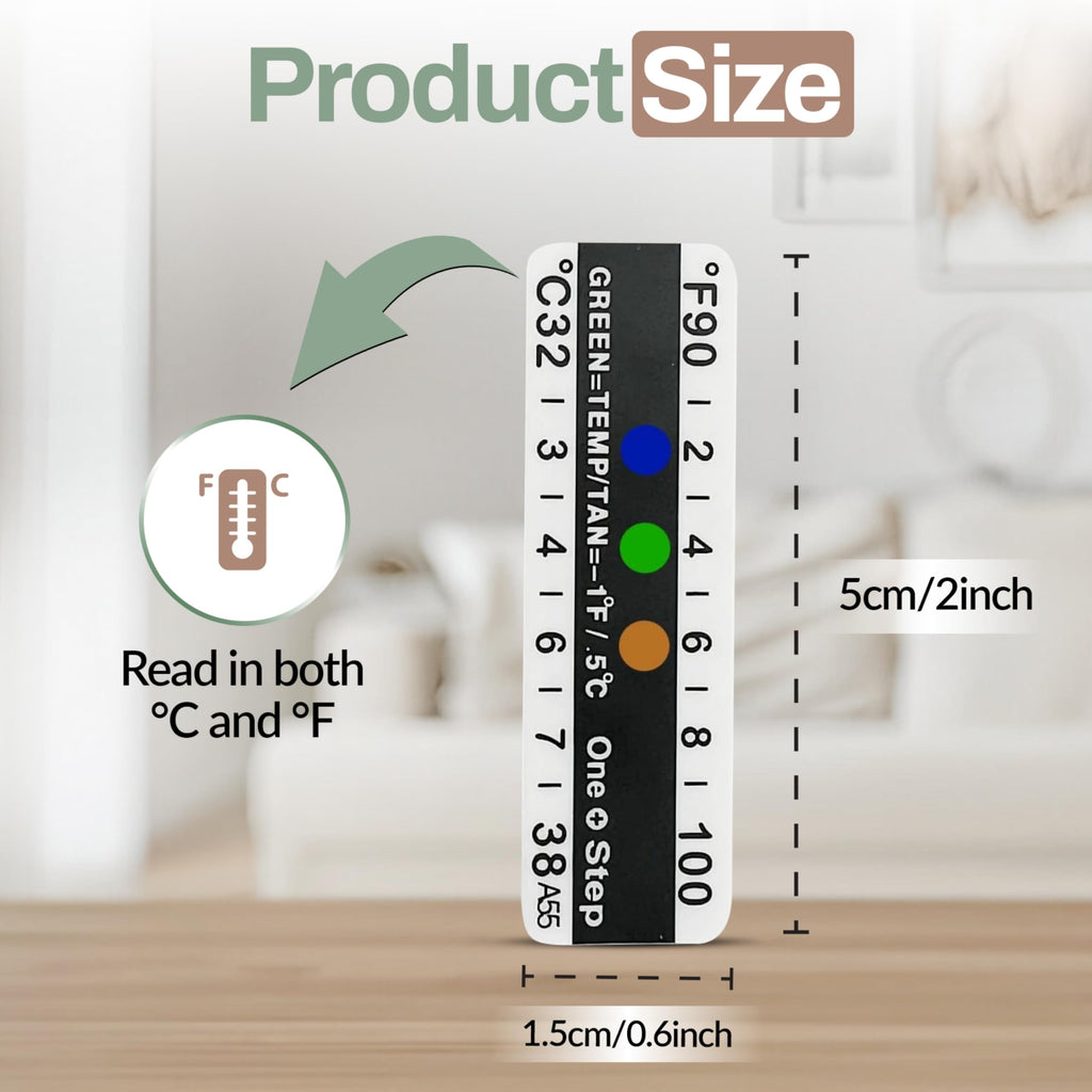 One Step Urine Temperature Test Strips – 100 Adhesive Stick-On Thermometer Strips (32°C–38°C / 90°F–100°F)