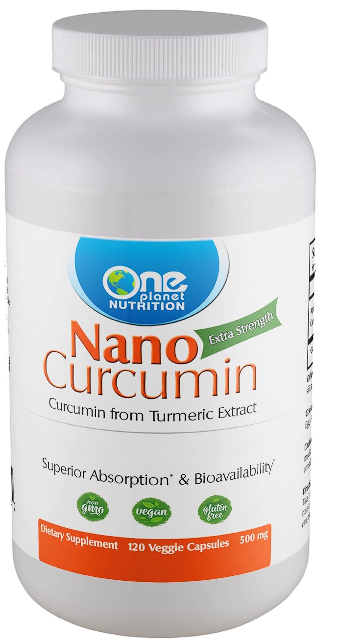 One Planet Nutrition Nano Curcumin 500 mg Veggie Capsules – High Absorption, 120 Servings