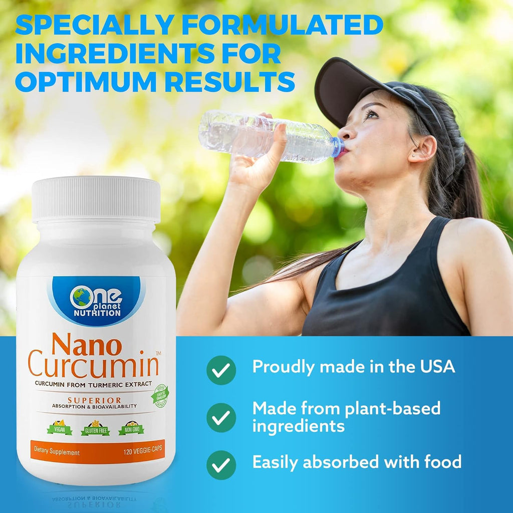 One Planet Nutrition Nano Curcumin 500 mg Veggie Capsules – High Absorption, 120 Servings