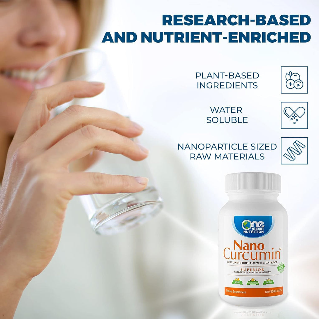 One Planet Nutrition Nano Curcumin 500 mg Veggie Capsules – High Absorption, 120 Servings