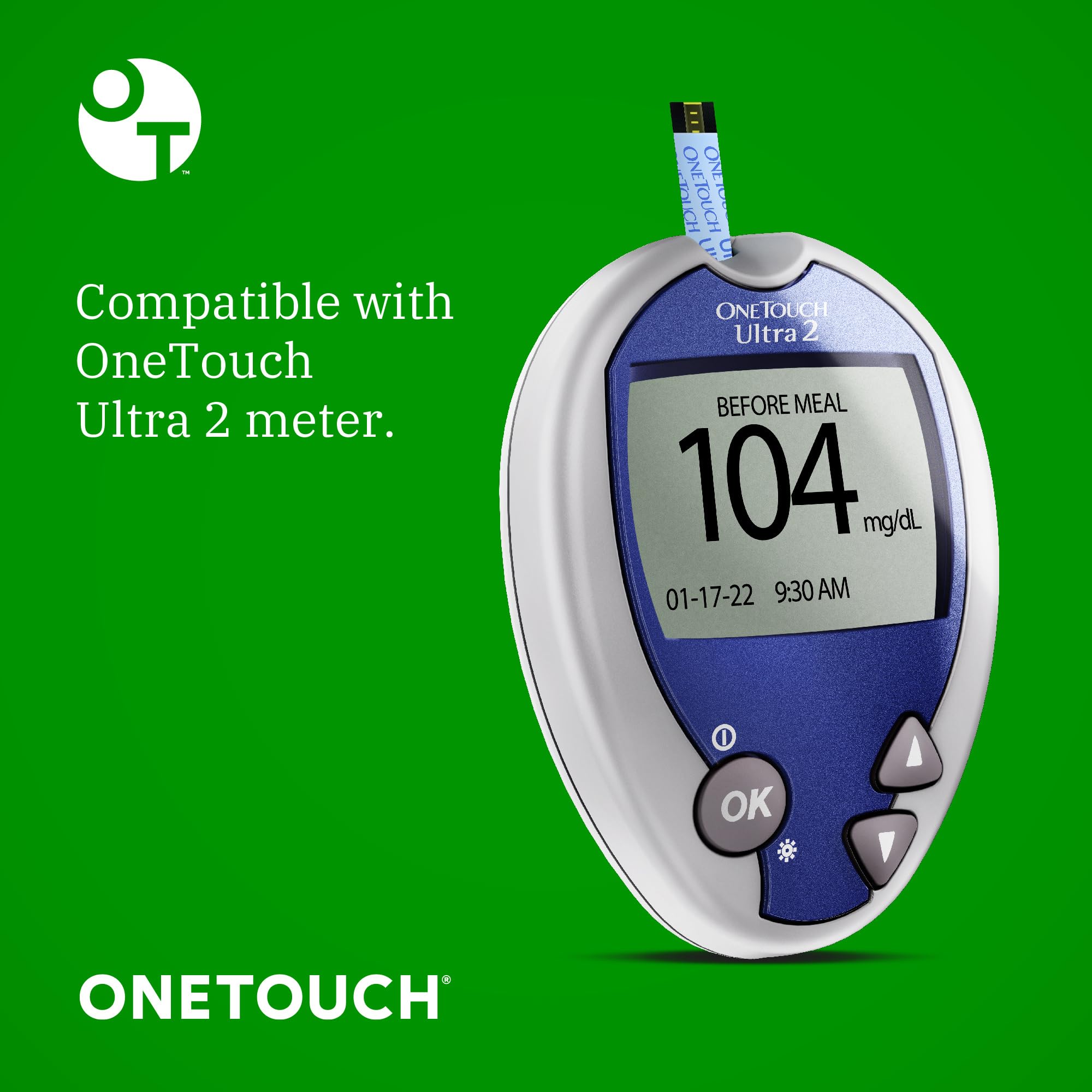 OneTouch Ultra Test Strips — 120 Count (2 Boxes, 60 Strips Each) for Blood Glucose Monitoring