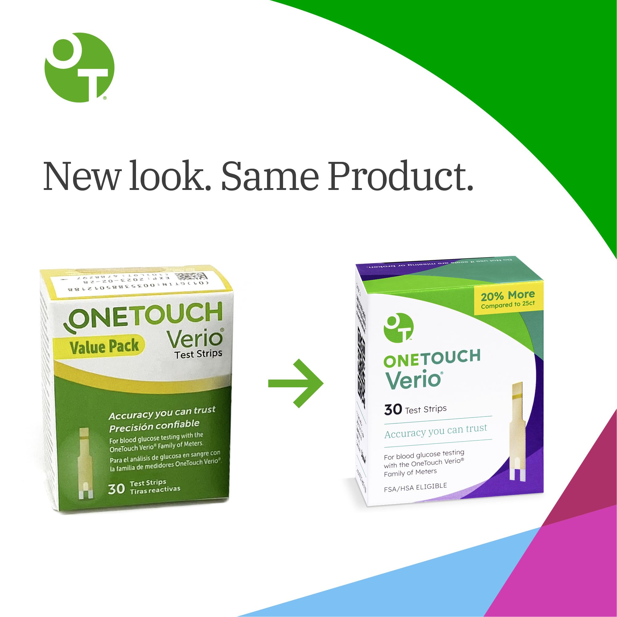 OneTouch Verio Test Strips 60-Count Value Pack (2 Boxes) – Home Glucose Testing