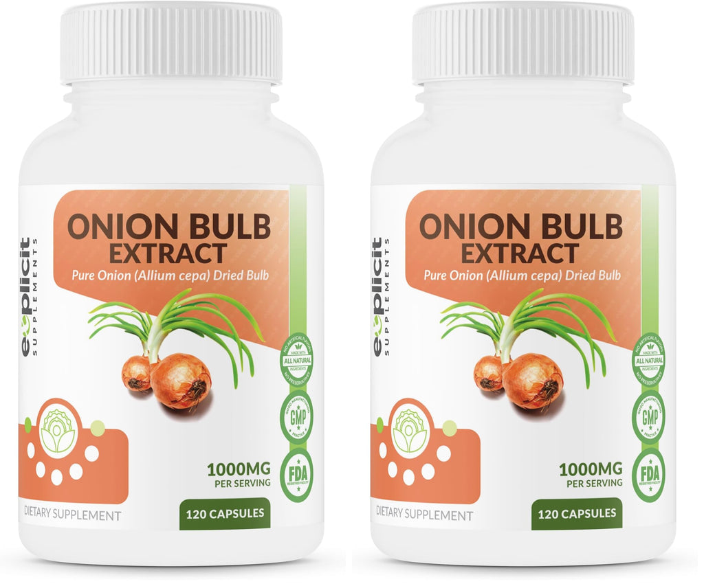 All Natural Onion Extract 1000mg - Dried Allium Cepa | 120 Capsules (Pack of 2)