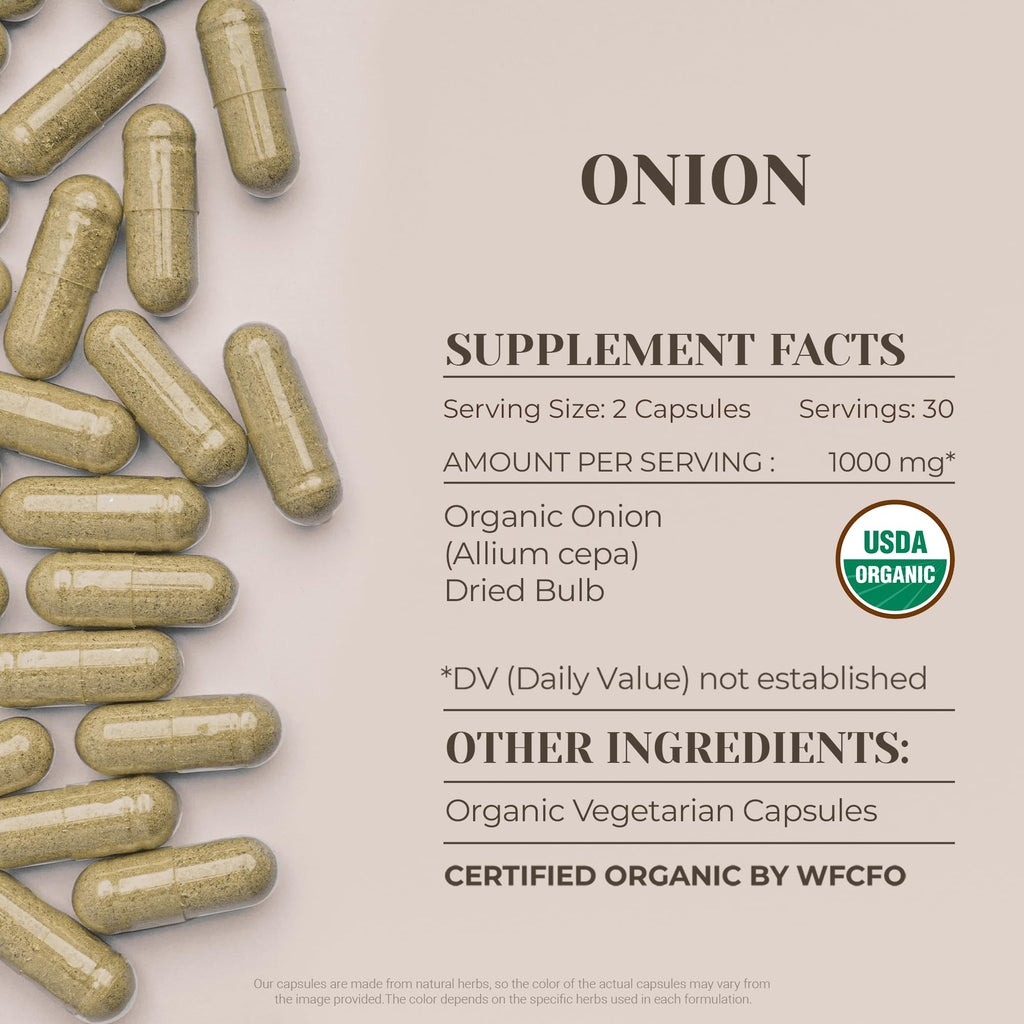 Onion USDA Organic 60 Capsules | High-Potency Organic Onion Supplement