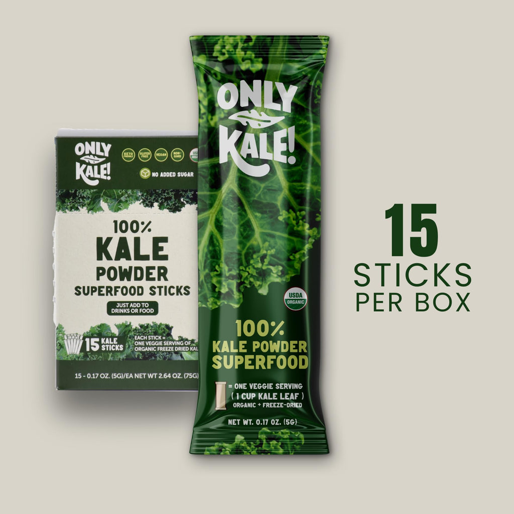 OnlyKale Kale Powder – 1 Month Supply (15 Sticks) – Organic Green Superfood | USDA Organic
