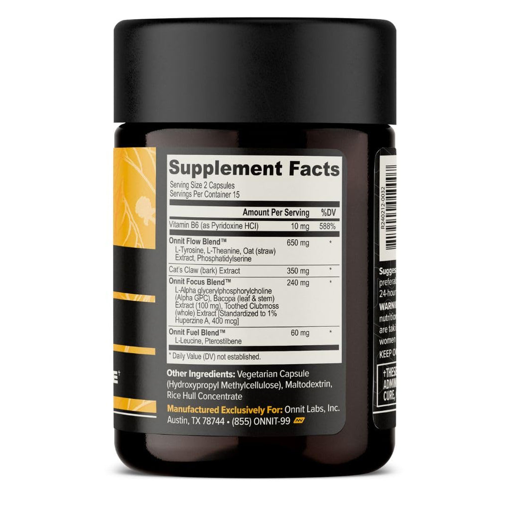 ONNIT Alpha Brain Nootropic Capsules – Memory, Focus & Mental Clarity (3× Bottles, 90 capsules)